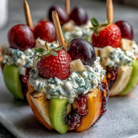 Nutritious lunchbox featuring fresh fruit skewers, honey-vanilla yogurt dip, and playful sandwich shapes—perfect for school or picnics.