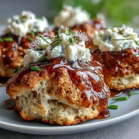 Warm, golden scones sweetened with floral dandelion honey, served with a generous dollop of rich clotted cream for a classic British treat.