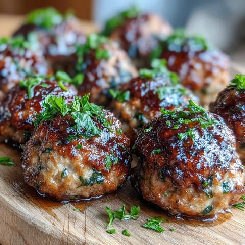 Baked maple apple turkey meatballs, juicy and fragrant, ready for serving.