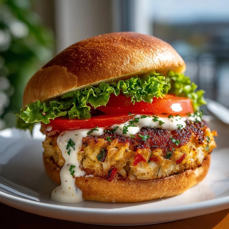 Golden East Coast Crab Cake Sliders nestled in fresh lettuce, ready with zesty Old Bay Chaos Sauce.