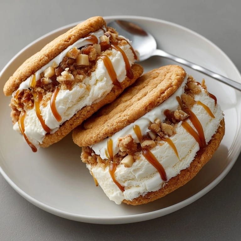 Freshly assembled All-American Apple Pie Rebel Float Ice Cream Sandwiches ready to freeze, perfect for summer dessert gatherings.