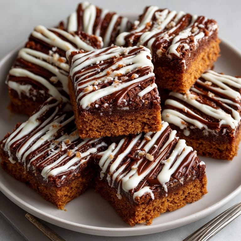Warm, spiced Swedish Ginger Snap Cookie Bars, perfect for holiday treats and generously drizzled.