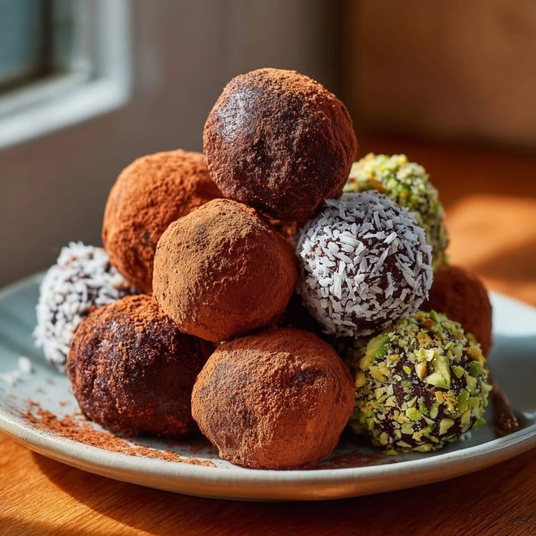 Glossy Avocado Chocolate Truffle Bites with chopped nuts, ready to serve as a healthy dessert.