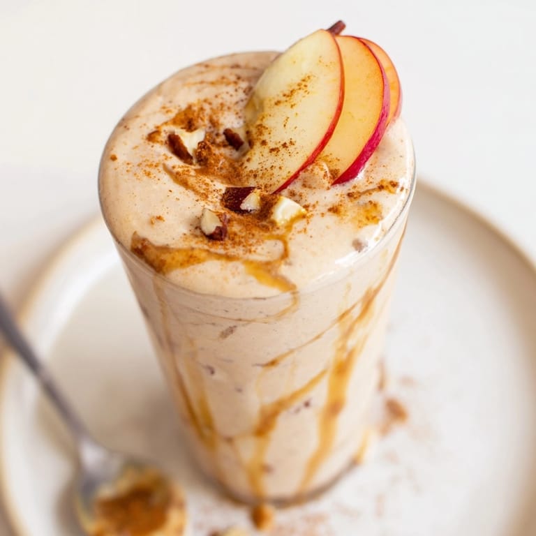 Golden Peanut Butter Apple Fall Smoothie: perfect autumn drink with almond milk and spices.