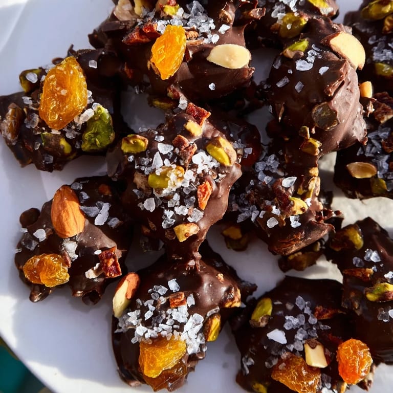 Indulgent chocolate fudge clusters featuring dried fruits for a delightful charcuterie experience.  