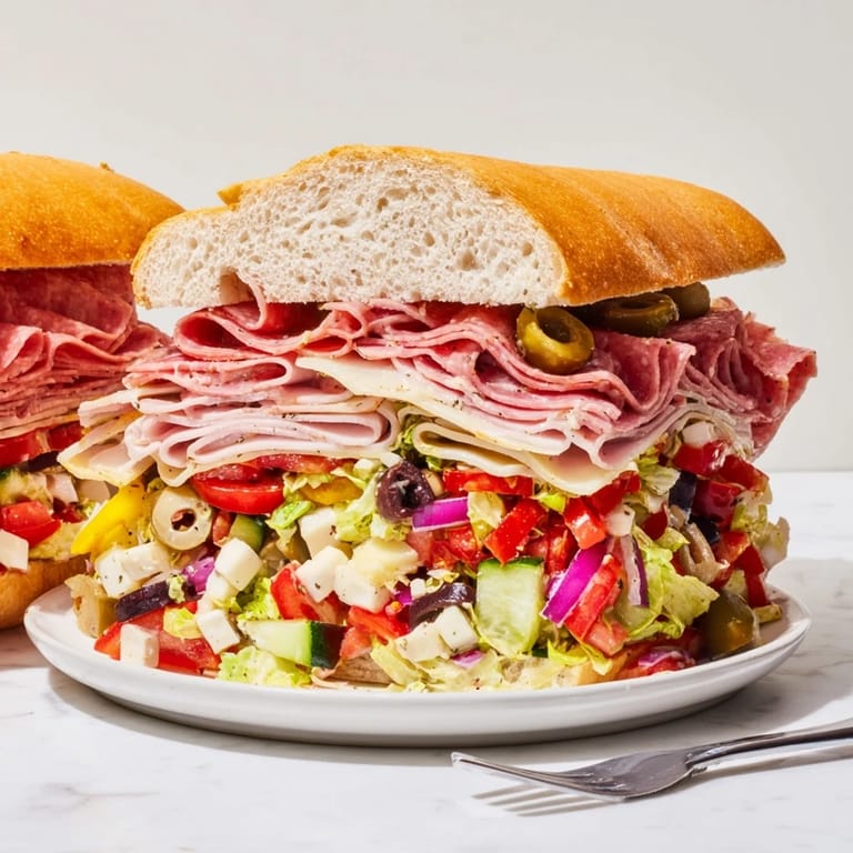 Delicious Flavor Mash-Up Sandwiches drizzled with creamy dressing and served on toasted rolls.