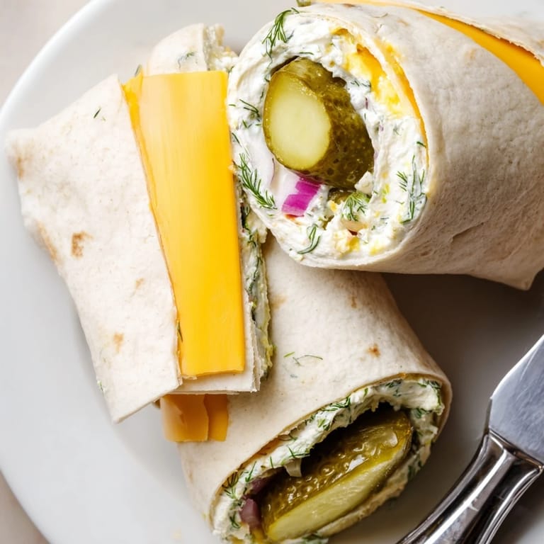 Colorful pickle-in-a-blanket snacks served on a platter, inviting and delicious for gatherings.  