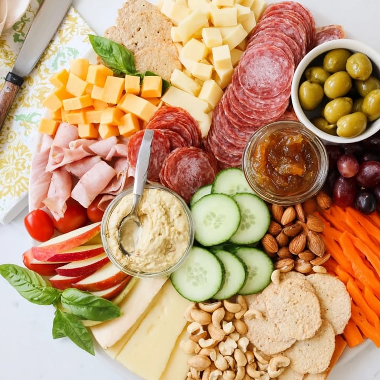 Delightful Girl Dinner Platter featuring creamy cheeses, colorful veggies, and tasty dips.  