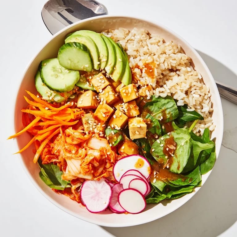 Nourishing Fermented Vegetable Bowl topped with cilantro, sesame seeds, and creamy avocado slices.