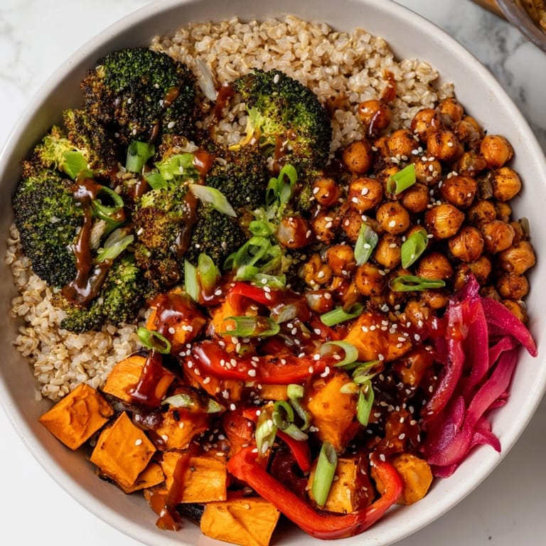 Hearty Bold Sauce Drizzle Bowls brimming with chickpeas, veggies, and delicious fusion sauces.