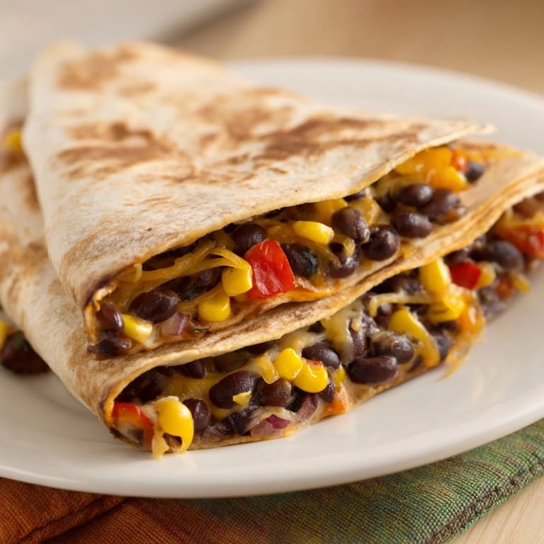 Folded tortilla wrap hack: imagine the satisfying crunch of these bean and cheese-filled triangles, hot from the oven.