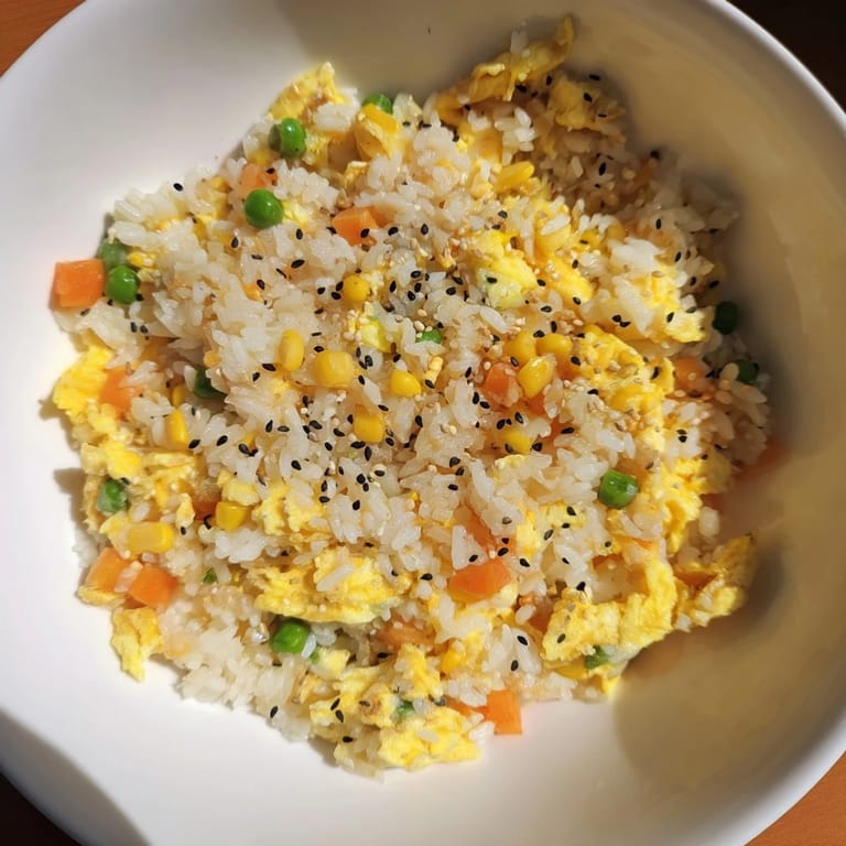 Enjoy the savory aroma of this quick and easy Frozen Veggie Fried Rice, a vegetarian meal everyone loves.