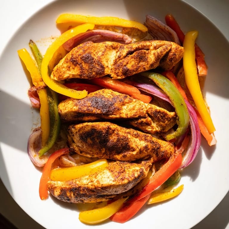 Golden-brown sheet-pan chicken fajitas, perfect for a quick and flavorful Mexican-inspired dinner tonight.