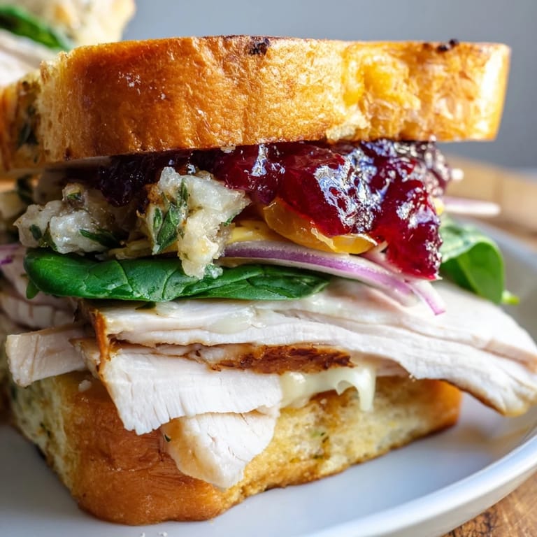 Enjoy the festive flavors: A sliced Budget Christmas Sandwich on Brioche, with a generous turkey and stuffing filling.