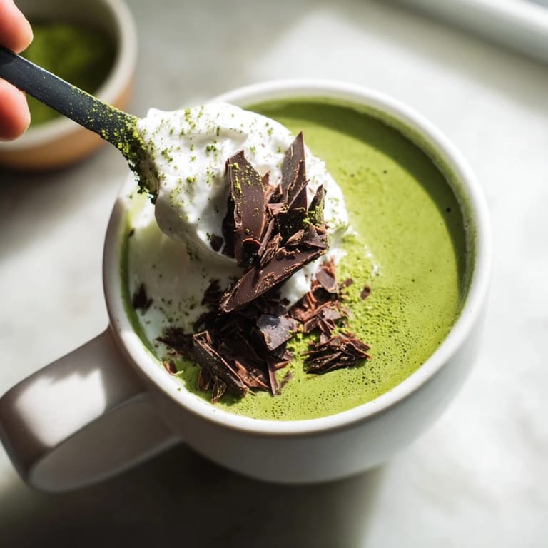 This tasty matcha hot cocoa protein mug features a fluffy texture, perfect for a fast, fulfilling breakfast.