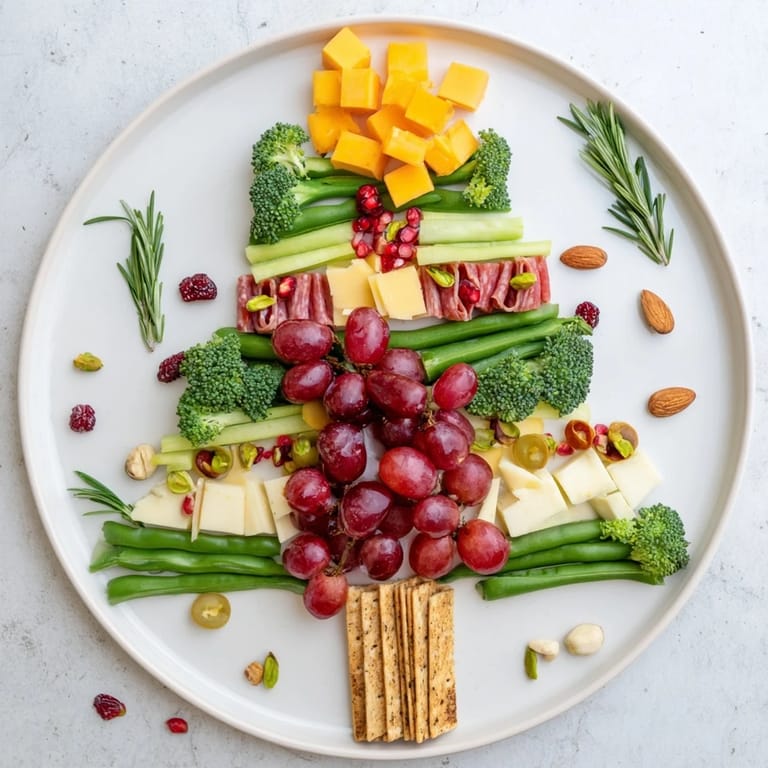 Taste the delicious arrangement: fresh components make this Evergreen Tree Snack Board a crowd-pleaser.