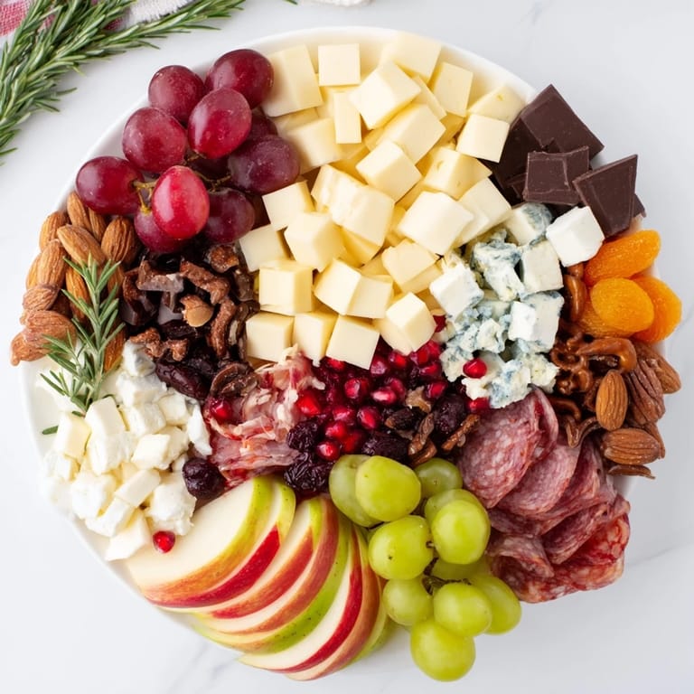 This Winter Wonderland Grazing Tray is brimming with holiday treats, featuring vibrant colors of fresh ingredients.