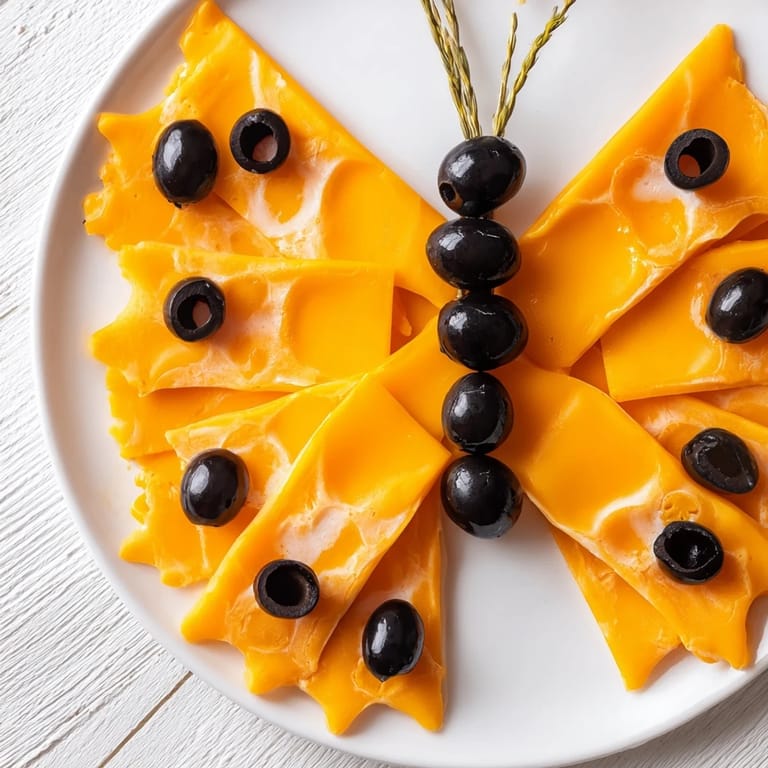 A whimsical party platter: Salami body, cheddar wings, delicious Butterfly Migration presentation.