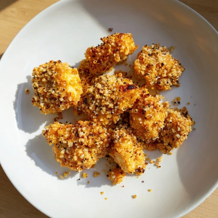 Close-up of baked Spicy Yogurt Chicken Bites, showcasing a flavorful, golden-brown crust.