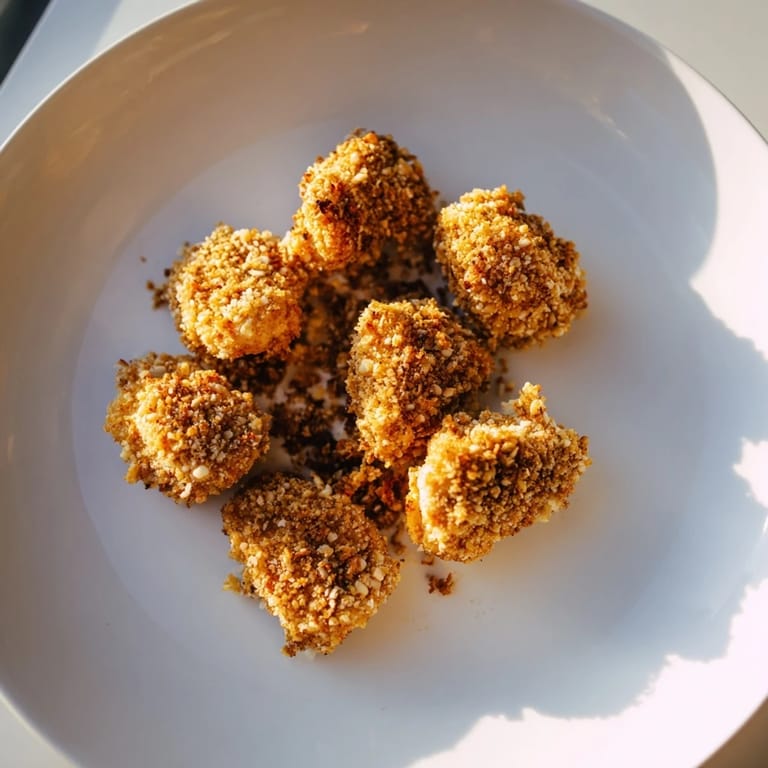 A plate of freshly baked Spicy Yogurt Chicken Bites, ready to enjoy with a creamy dipping sauce.