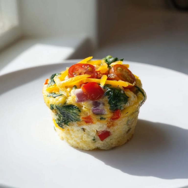 Perfectly baked customizable egg muffins, featuring spinach, bell peppers, and cheese, ideal for breakfast.