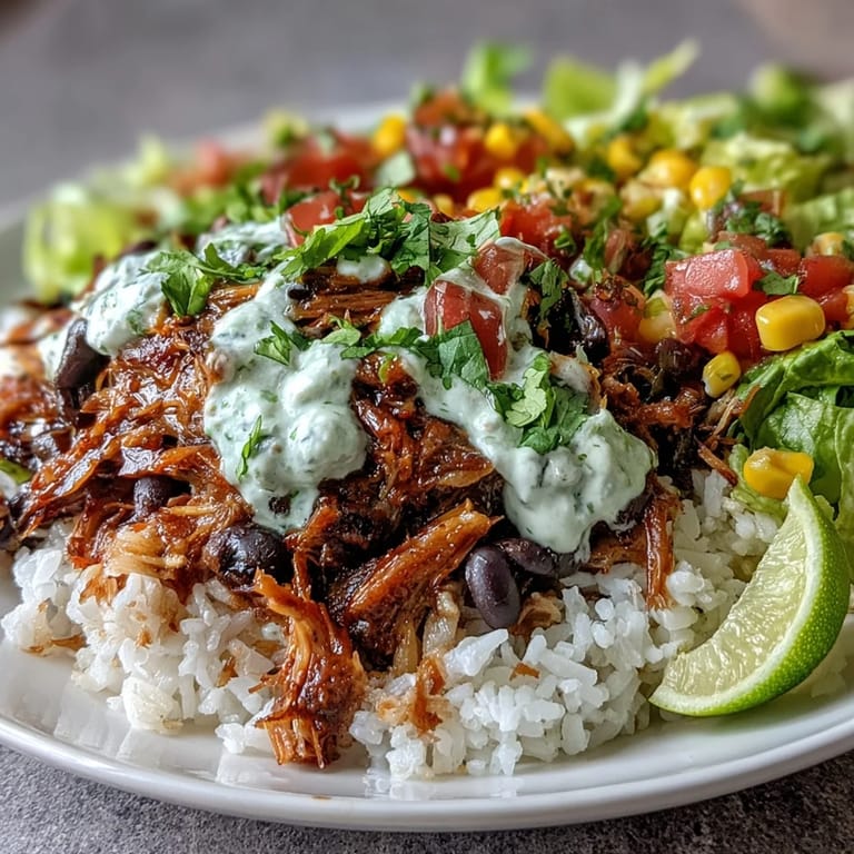 Golden, crispy carnitas piled high on a bed of cilantro-lime rice in a burrito bowl.