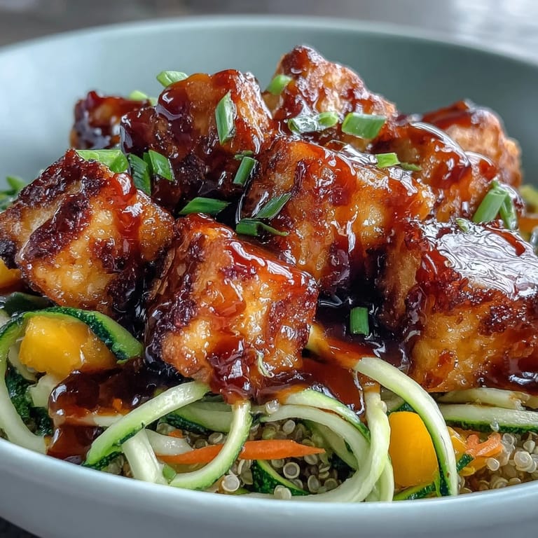 Easy Teriyaki Quinoa Bowl garnished with sesame seeds, ready to serve as a colorful, healthy weeknight dinner.