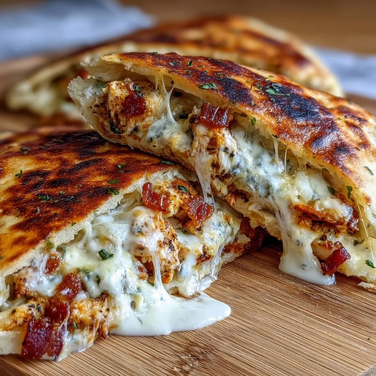 Ranch-seasoned shredded chicken and sharp cheddar melt inside soft naan, topped with crunchy bacon bits and fresh chives.  