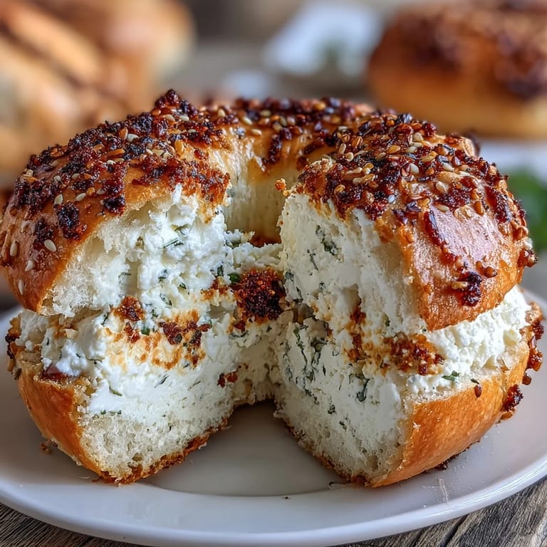 Homemade cottage cheese bagels shaped into rings, brushed with egg wash, and sprinkled with poppy seeds for a delicious breakfast treat.