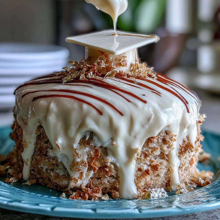 Rich buttercream frosted cake decorated with edible gold foil, featuring a diploma topper, ideal for honoring a high school graduate's big day.