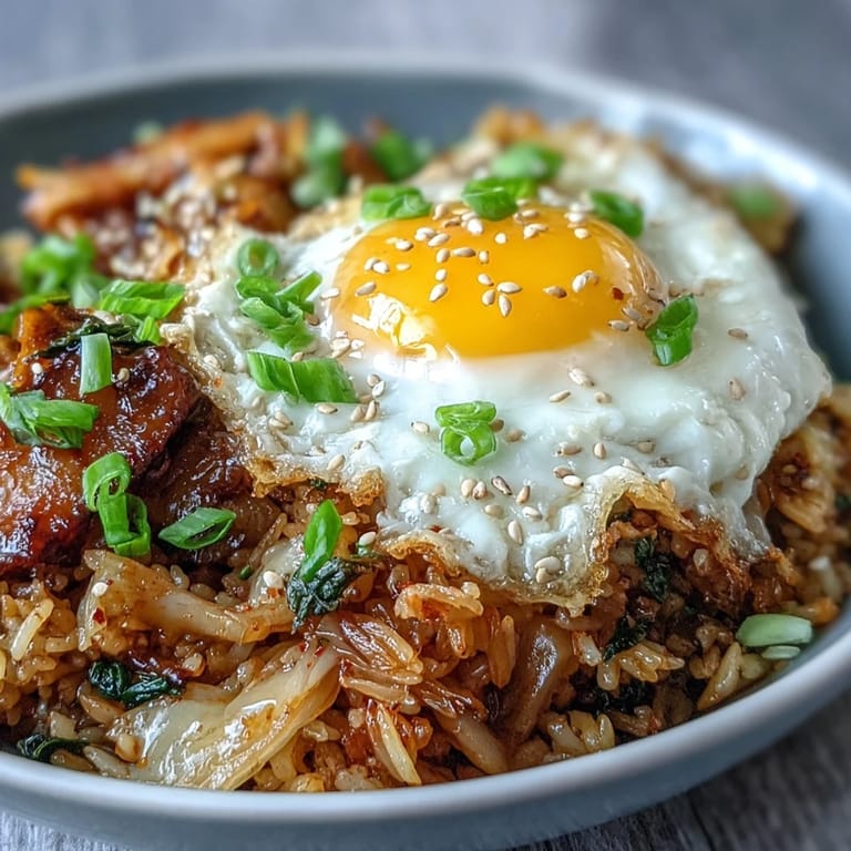 Spicy kimchi cabbage fried rice with tender napa cabbage, savory seasonings, and a golden runny egg for a hearty Korean-inspired meal.