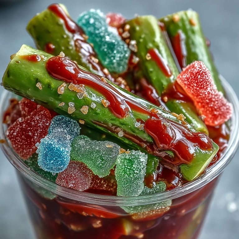 Delectable Chamoy Pickle Kit, a tangy snack assembled artfully in a cup.
