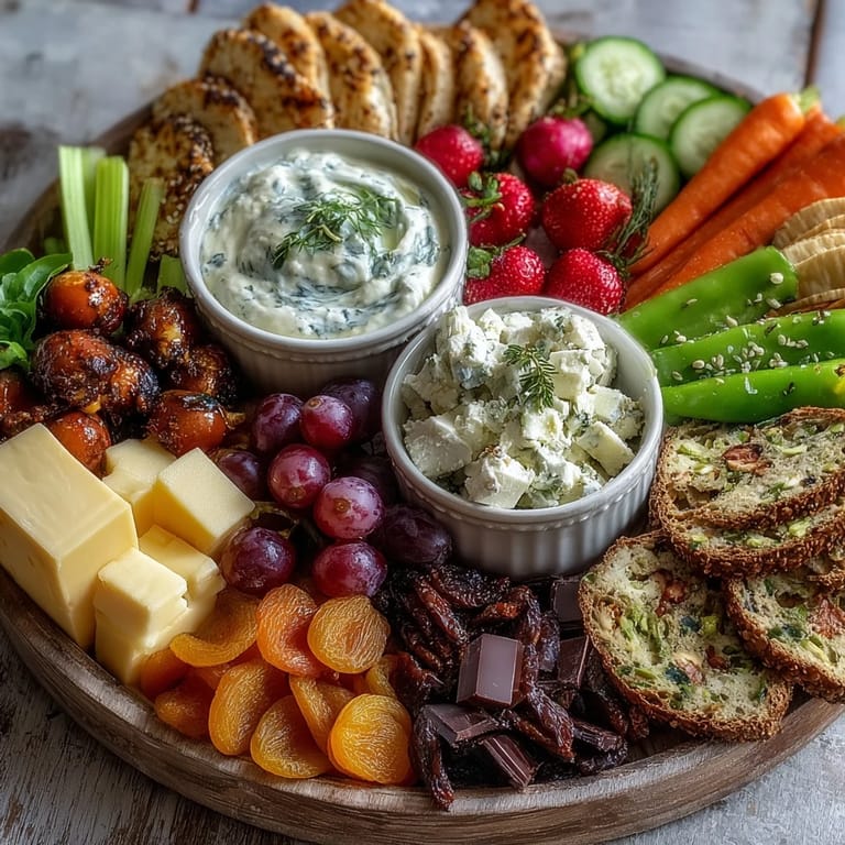 Overflowing Summer Watch Party Snack Board with crackers, fruits, and savory bites.