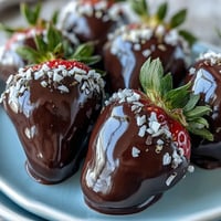Romantic chocolate-covered strawberry bouquet with glossy dark and white chocolate, perfect for Valentine's Day gifting.