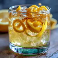 Bright yellow homemade limoncello infused with fresh lemon zest, ready to serve chilled in elegant glasses.