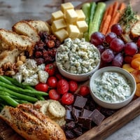 A vibrant Summer Watch Party Snack Board bursting with colorful veggies, dips, and cheeses.